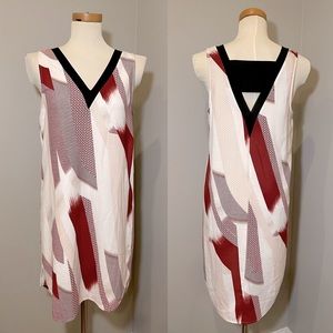 Elegant Red and White Sleeveless Dress